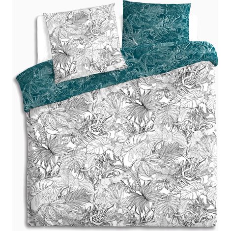 Atmosphera – Parure de lit jungle 240x220 cm en coton – Housse réversible – 2 taies d'oreiller 65x65 cm – Label OEKO-TEX Standard 100 (1/10)