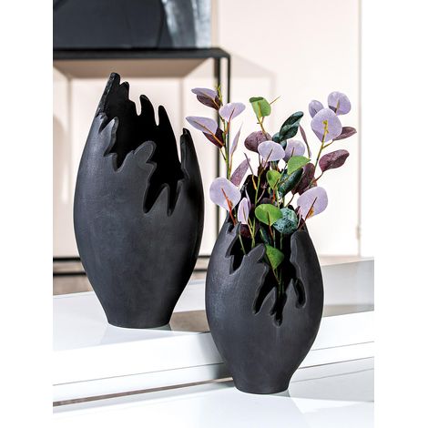 Vase décoratif Moderne en Aluminium - Vase Moderne pour décoration de Salon - Cadeau d'anniversaire - Couleur : Anthracite - Hauteur : 39 cm (1/2)