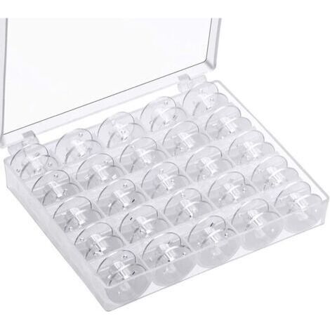 Canette Machine a Coudre,Bobines pour Machine à Coudre Canettes de Universelle Bobine de Machine à Coudre en Plastique avec Boîte de Rangement (25 pièces Transparente)