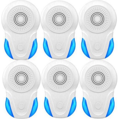 Juego de 6 repelentes ultrasónicos para interiores contra insectos dañinos, cucarachas, roedores, ratones, chinches y arañas. Dispositivo electrónico de control de plagas. (1/3)