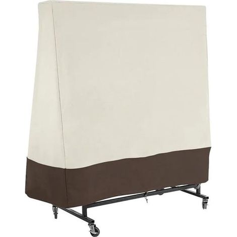 Housse de protection anti-poussière pour tables d'extérieur – 210D, robuste, imperméable et résistante aux intempéries – Housse de rangement pour tables de ping-pong (Beige)