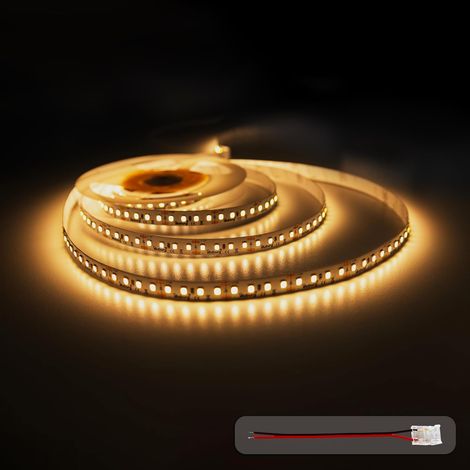 Ruban LED 12V 5m Blanc Chaud 2700K 128LEDs/m 12W/m 7200lm SMD 2835 Dimmable Auto-adhésif LED Strip Bande Lumineuse Décoration Eclairage (1/5)