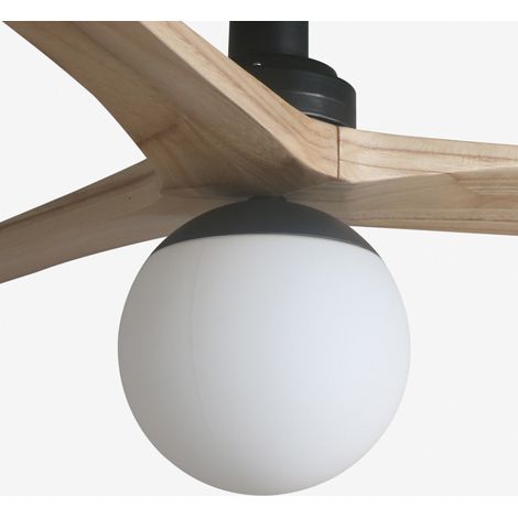 KLIM S, Ventilatore con Luce, Faro Barcelona - Colore Pale: Rovere Chiaro - Corpo: Nero (1/5)