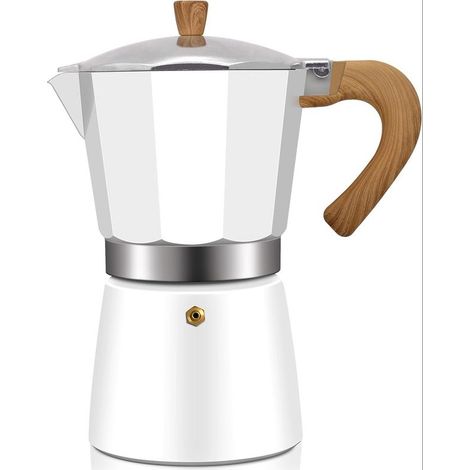 Aluminum Espresso Stovetop Moka Pot Express Coffee Maker Percolator Italian Classic Mocha Coffee Machine for Italian and Cuban Cafe Brewing, 300ml 6 Cup blanc
