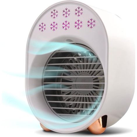 Ventilador portátil - Mini enfriador de aire - Refrigeración personal - Con luz nocturna - Tamaño pequeño - Blanco (1/5)