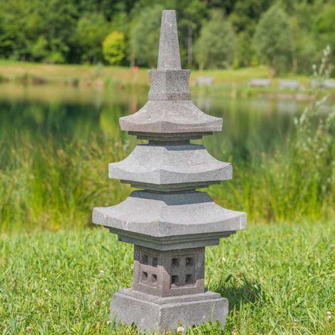Lanterne japonaise pagode en pierre de lave 90 cm (1/5)