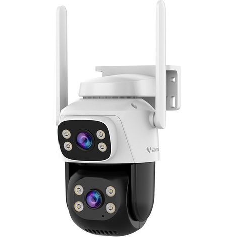 Caméra de sécurité double objectif – WiFi – Vision nocturne – PTZ – IP66 – Blanc – Extérieur (1/5)