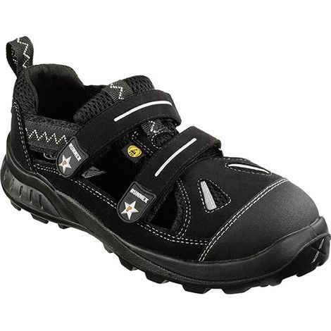RUNNEX® S1-ESD-Sicherheitsklettsandalen TeamStar, Schwarz/Silber (1/4)