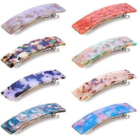 6 Pices Barettes Cheveux Femme,rectangle Pince Cheveux Barrettes Clip Franais,automatique Barrette Cheveux Ecailles De Tortue,6 Couleurs Couleurs (1/4)