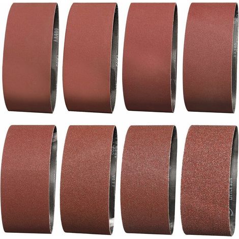 Bande Abrasive 75X533 mm- Grains 1 X 40/60 & 2 X 80/120/180/240/320/400 Bande de Ponceuse pour le Ponçage, le Polissage et le Dépoussiérage, Idéale pour le Bois (14 Pièces)
