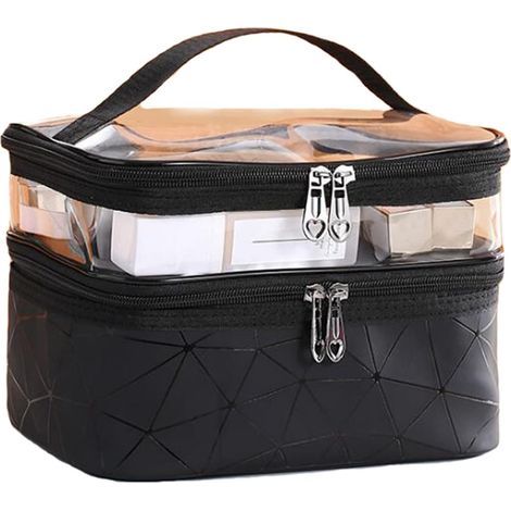 Neceser de doble capa Vanity, resistente e impermeable (negro) (1/4)
