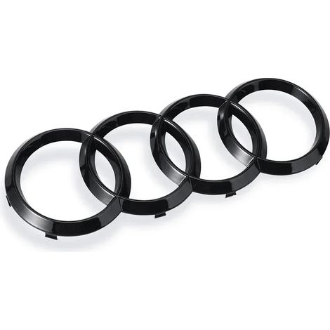 (Noir brillant - Avant 263 mm) Autocollant logo/emblème noir ABS pour capot, calandre et coffre arrière. Compatible avec Audi A3, A4, A5, A6, A7, Q2, Q3, Q5, Q8 et TT. (1/4)