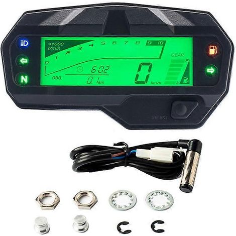 Velocímetro, odómetro y tacómetro LCD digital universal para motocicleta, con indicador de 1000 RPM, compatible con Yamaha FZ16. (1/5)