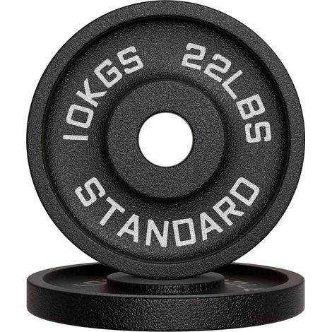 2pcs Disques de poids en fonte 10kg, Ensemble de disques d'haltères, Set de plaques avec alésage 50 mm pour Musculation et Haltérophilie (1/5)