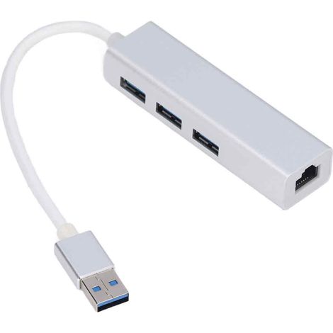 Adaptateur USB 3.0 vers Ethernet - Hub Multifonction 4 en 1 - 1 Port Ethernet Gigabit 1000 Mbps + 3 Ports USB 3.0 - Compatible Ordinateur Portable et Bureau - 1 Pièce (1/5)