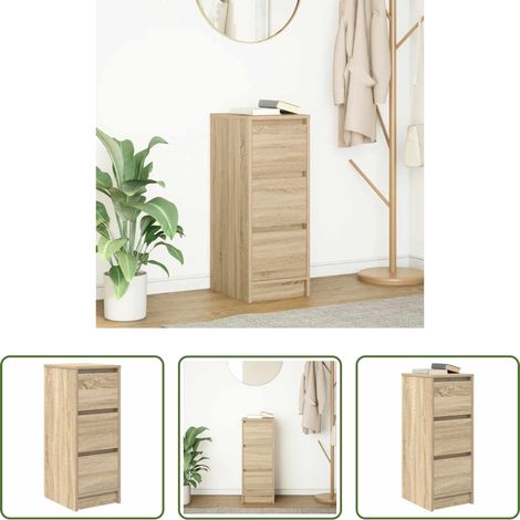 Holzschrank - Sideboard Sonoma-Eiche 29,5x34x76 cm Holzwerkstoff (1/5)