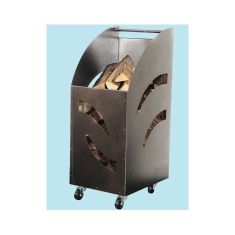Carrello contenitore portalegna con ruote Tank in ferro battuto per camino (1/2)