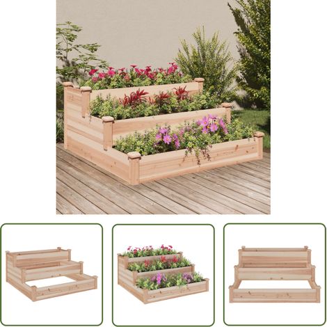 The Living Store Lit surélevé de jardin 120x120x56 cm bois massif de sapin - Jardinière En Bois - Bac De Plantation - Lit Surélevé - Potager Surélevé - Culture Verticale (1/5)