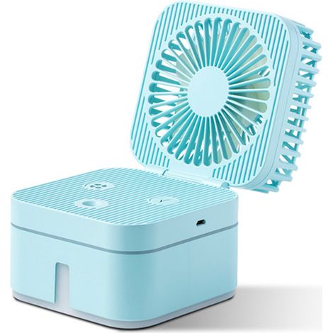USB Magic Cube Faltventilator, Tischventilator, Nebel-Luftbefeuchter, 2-in-1, geräuscharm, faltbar, mit Nachtlicht