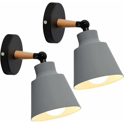 BUNTHAUS Pack de 2 appliques murales vintage industrielles en métal – Angle réglable 180° – Douille E27 – Pour intérieur chambre cuisine restaurant (1/5)