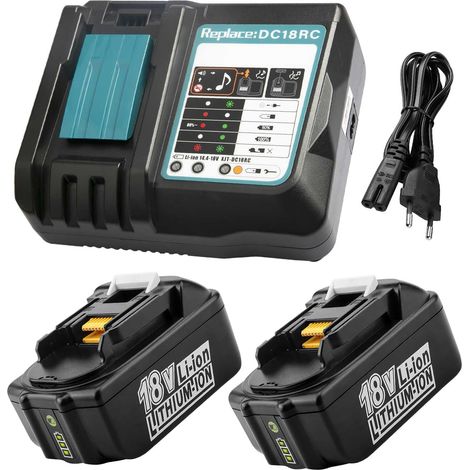 2pcs 5.5Ah Batterie avec Chargeur DC18RC pour Makita Batterie 18V (1/5)