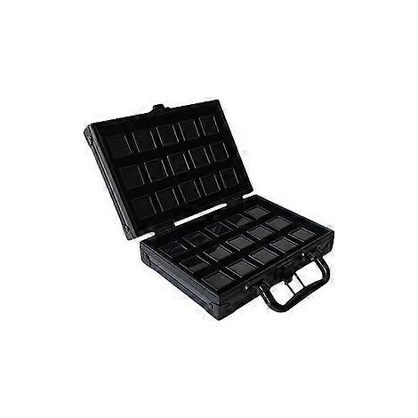 Porte-bijoux de voyage robuste en alliage d'aluminium avec système de verrouillage pour ranger vos objets de valeur en toute sécurité lors de vos déplacements (30 pièces, carré noir).