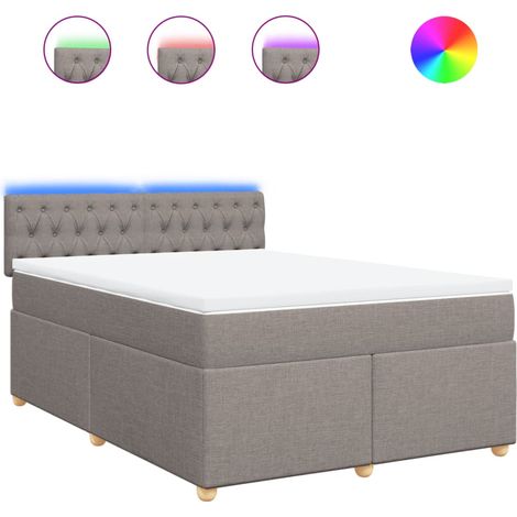 Maison Exclusive - Sommier à lattes de lit avec matelas Taupe 160x200 cm Tissu (1/5)