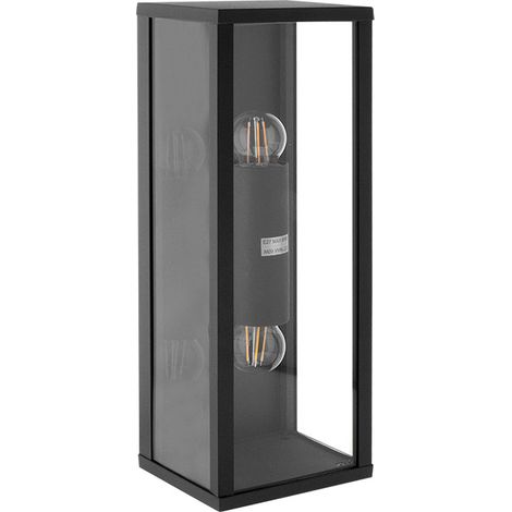 Aplique nozelo ip44 2xe27 l.14xan.11,5xal.38cm aluminio+cristal antracita