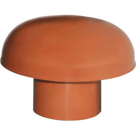 First Plast – Chapeau de ventilation PVC sans moustiquaire – Rouge tuile – Ø125mm – Ventilation pour conduits de cheminée et cuisines – Certification UNI EN 607