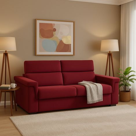 Zweisitzer-Schlafsofa Biscossi, abziehbar, mit Stauraum, Klappöffnung, 205x95 cm, Rot, Made in Italy (1/5)