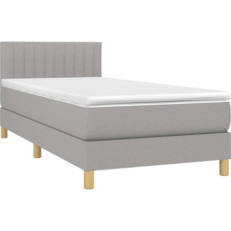 Cadre de lit LED avec sommier tête de lit matelas surmatelas 100x200 cm tissu gris clair TDL0207934
