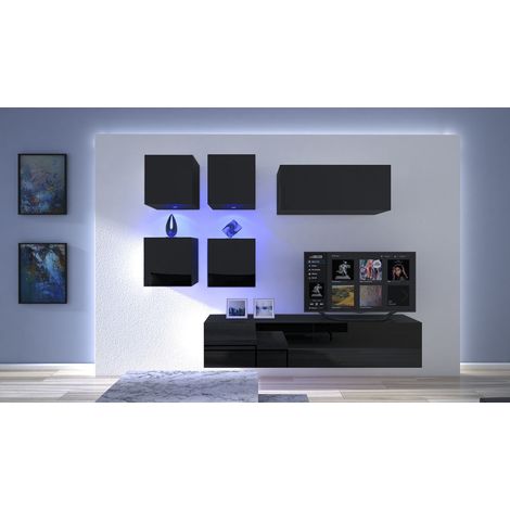 Ensemble meuble TV NEXT 200 AN200-17B-HG20-1B noir brillant 236 cm (1/2)