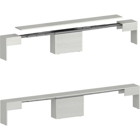 Dmora - Banco Yutu, Asiento para mesa de comedor, Banco individual extensible, 290x25h45 cm, Blanco