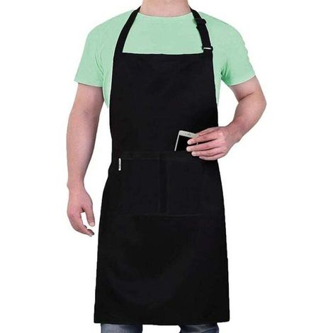 Tablier de cuisine femme, Étanche avec 2 Poches, Tablier cuisine homme Réglable avec de Longues Lanières, Professionnel Tabliers Homme Femme, (1/4)