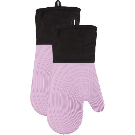 Lot de 2 gants isolants en silicone - Gants à coutures violettes