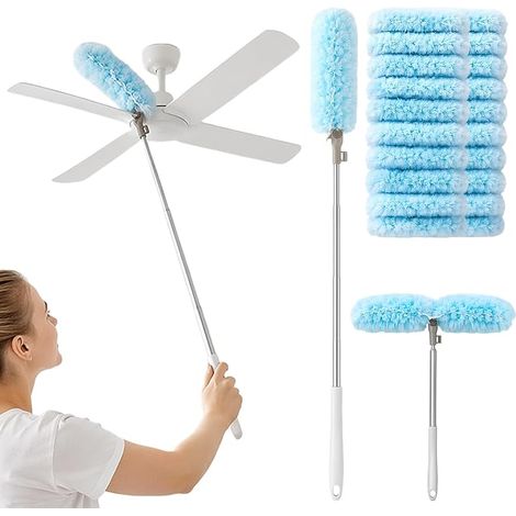 Plumeau Telescopique, Nettoyeur De Ventilateur De Plafond Microfibre Balais d'angle Flexibles, Plumeau Dépoussiérant, Éliminer La Poussière Plafonds Hauts, Maison, Voitures (1/5)