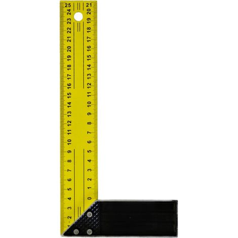 Equerre droite et d'onglet qualité import avec règle jaune - 30 cm (1/4)