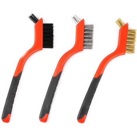 Ensemble de petites brosses métalliques pour nettoyer la rouille dans les trous, 3 pièces de brosses en laiton/acier inoxydable/nylon (1/4)