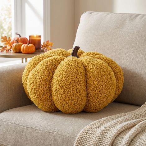 Burnt Yellow Decorative Pumpkin Cushion (1/2)