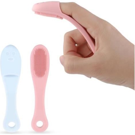 Lot de 2 brosses à dents pour chien - Kit de brossage des dents de chien - Brosse à dents avec silicone de qualité alimentaire pour (1/4)