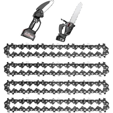 4 Pièces chaîne de tronçonneuse Universelle 6 Pouces avec Guide 37 Drive Links chaîne de Remplacement pour Mini tronçonneuse Jardin élagage Coupe Bois Branches (1/4)
