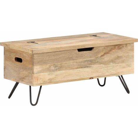 Baúl madera maciza de mango 90x40x45 cm vidaXL (1/5)