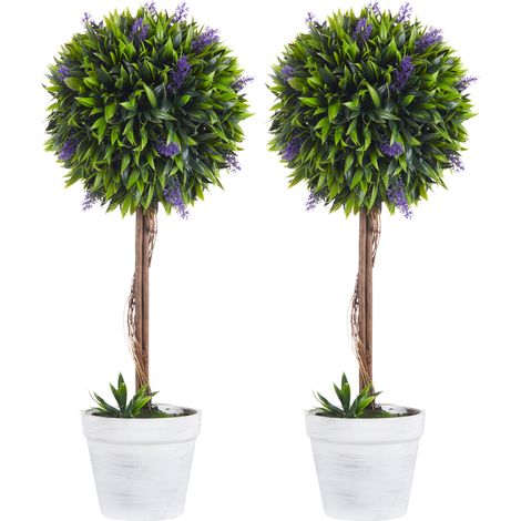 Piante artificiali lavanda 2 pezzi, 60 cm, in vaso con muschio finto, plastica, verde (1/5)