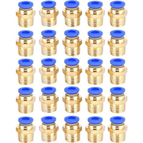 Lot de 25 raccords rapides G1/4 pc6-02 pour tuyau et outils pneumatiques- (1/5)
