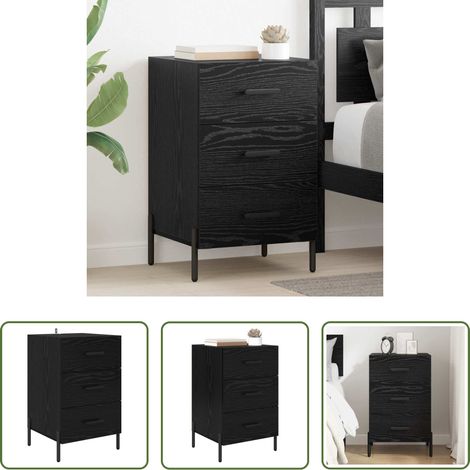 vidaXL Schwarz Eichen-Optik - Nachttisch Schwarz Eichen-Optik 40 x 40 x 66 cm Holzwerkstoff (1/5)