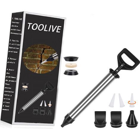 Pistolet à coulis pour mortier - Pompe à mortier en acier inoxydable, seringue à mortier - Manuel, avec 4 buses-toolive (1/3)