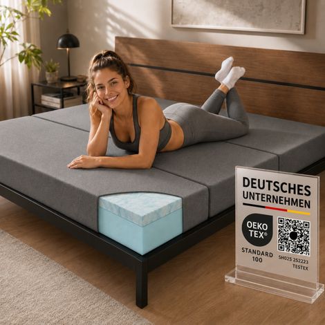 Arensberger Luisa Faltmatratze 15 cm Gel Memory Foam klappbar Gästematratze mit Tragetasche (1/5)