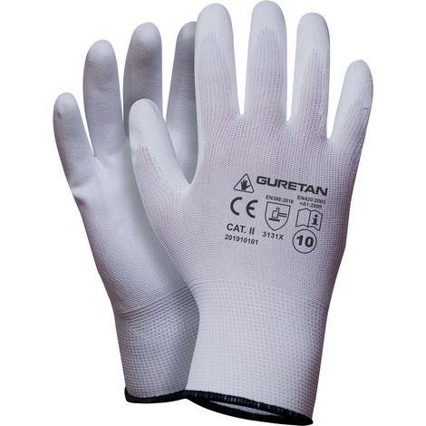 Polyester- und Polyurethanhandschuhe Guretan (rtepo) weiß R.10 - 12.0 PAR - REK GUREB10
