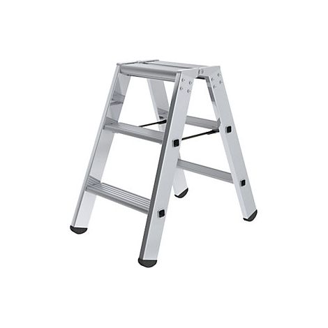 Escalera tipo tijera de peldaños planos  ascenso por ambos lados