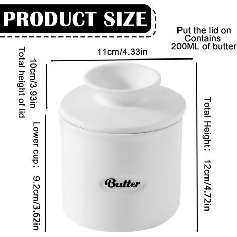 Beurrier en céramique blanc Compatible avec beurre salé et doux (1/4)